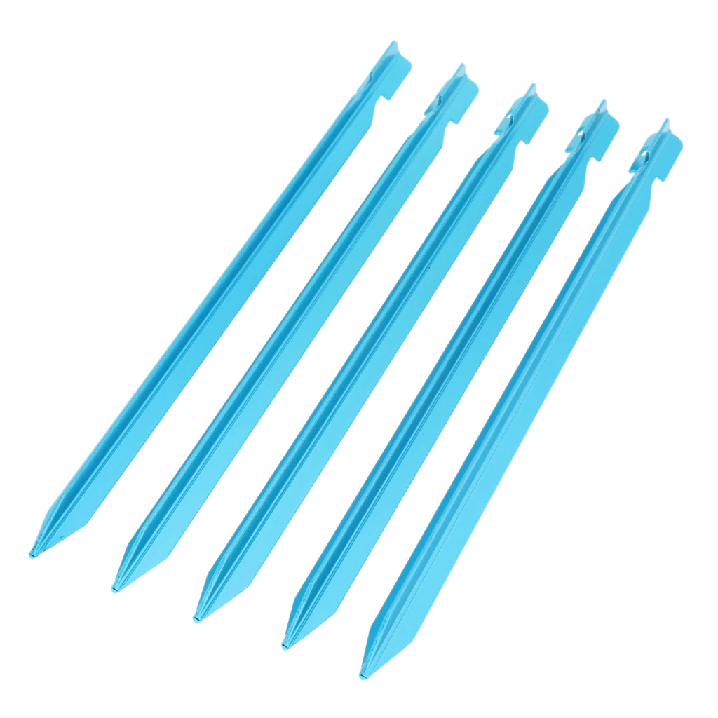 Cheap Goat Tents 5pcs 23cm Aluminum Camping Tent Stakes Pegs Triangle Ground Nails Tent Accessories 